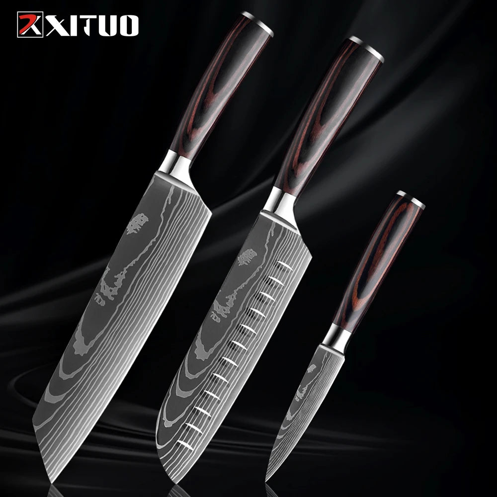 Japanese Style Knife Set Wood Handle