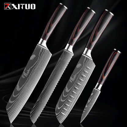 Japanese Style Knife Set Wood Handle