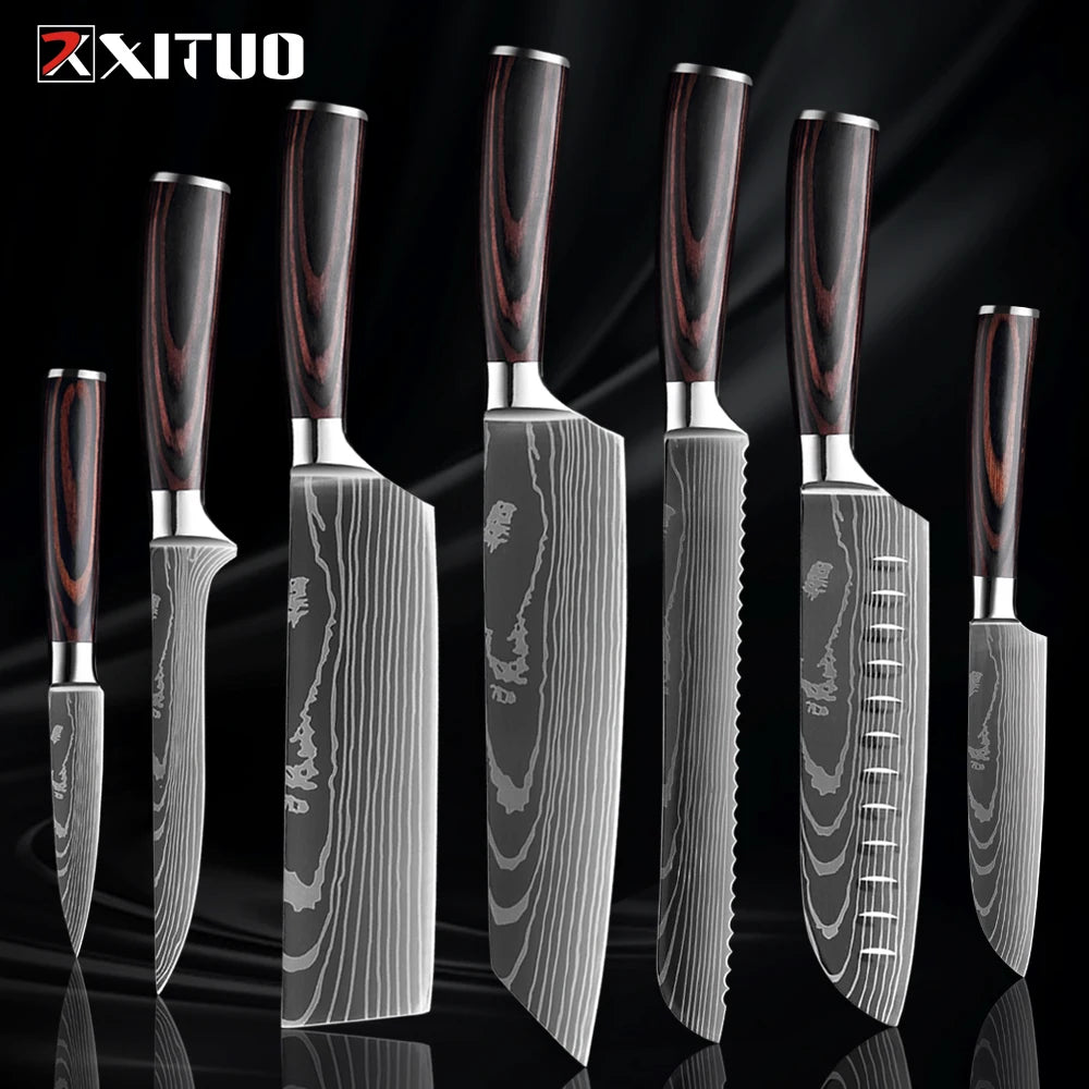 Japanese Style Knife Set Wood Handle