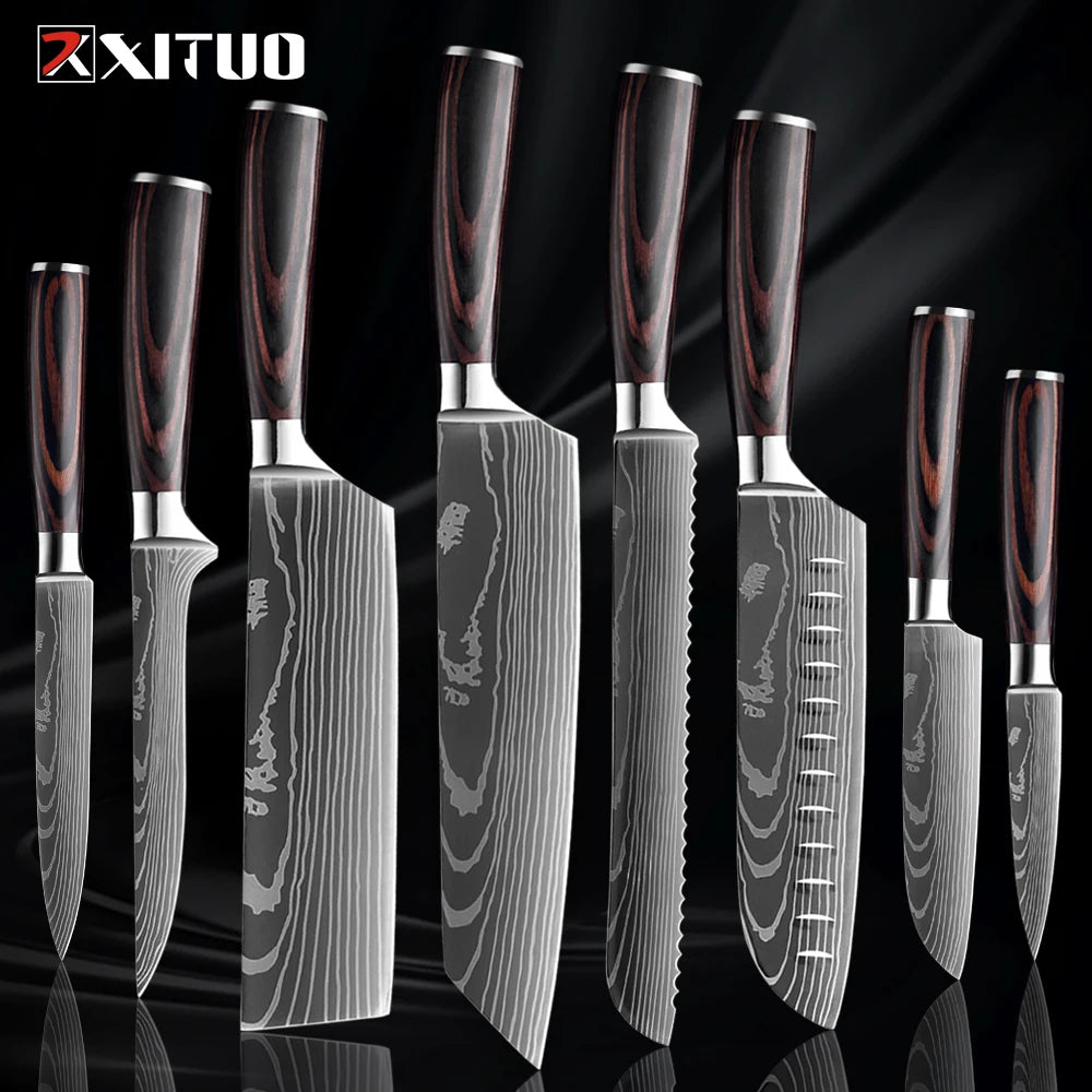 Japanese Style Knife Set Wood Handle