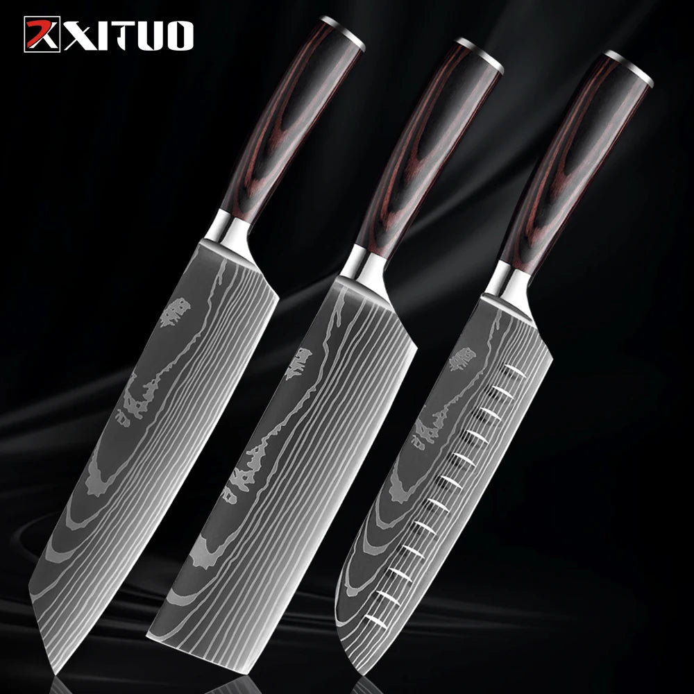 Japanese Style Knife Set Wood Handle