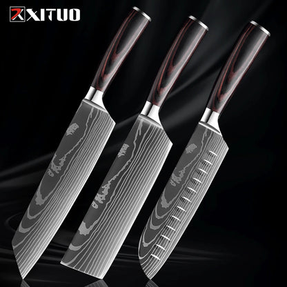 Japanese Style Knife Set Wood Handle