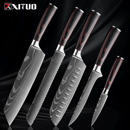 Japanese Style Knife Set Wood Handle