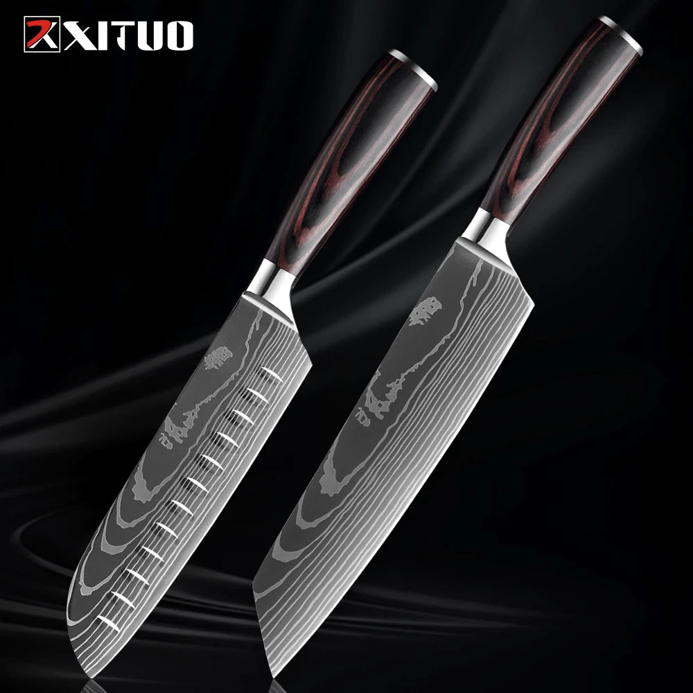 Japanese Style Knife Set Wood Handle