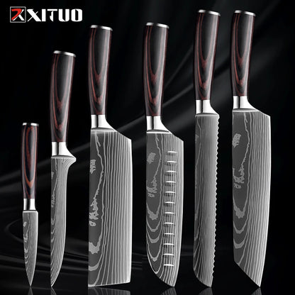 Japanese Style Knife Set Wood Handle